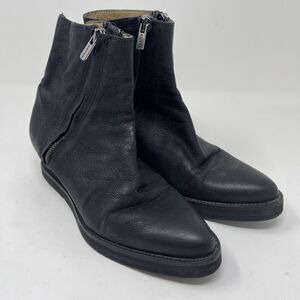 Dkode Womens Shoes Ankle Mid Heel Boots Zippers Pointed Toe Leather Black EU 36